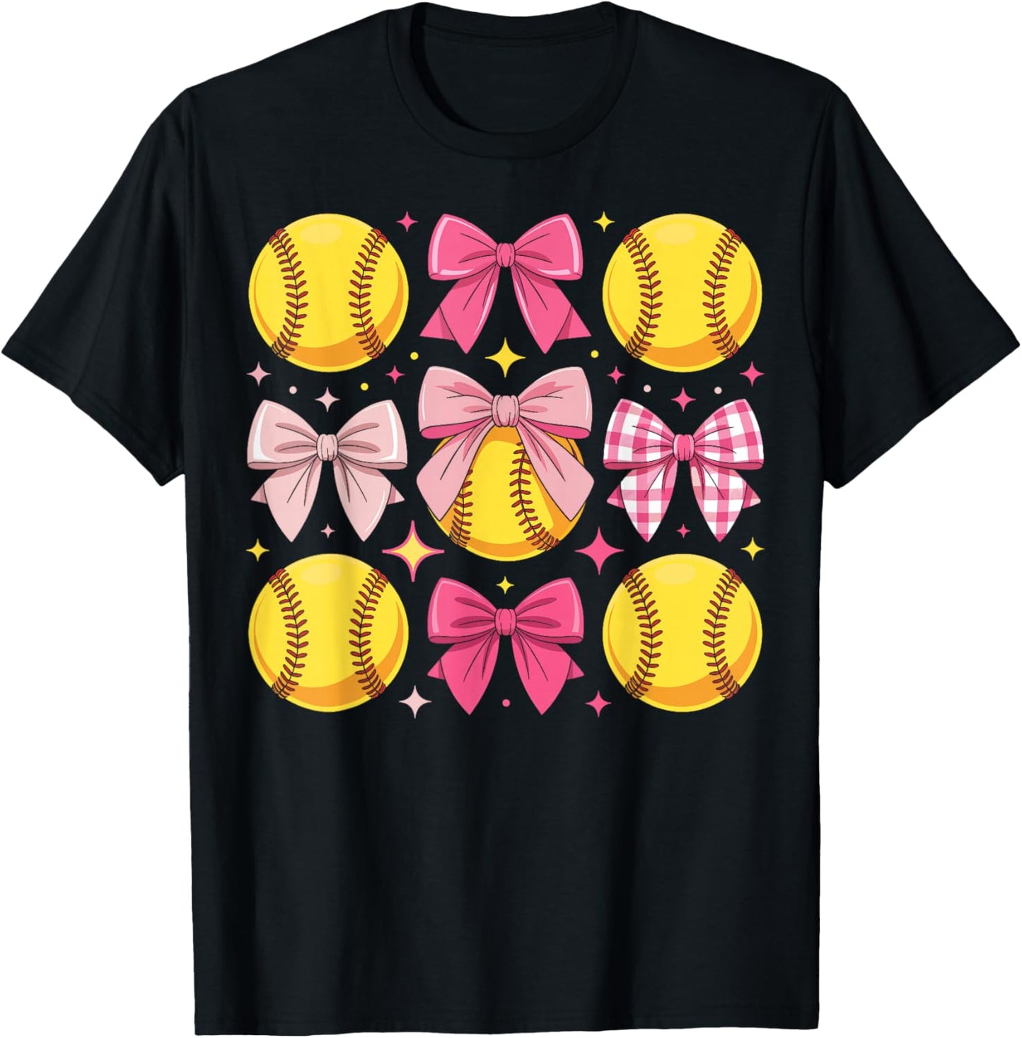 Girls Softball Pink Coquette Bow Softball Vibes Toddler T-Shirt - T-Shirt | Black
