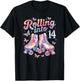 Rolling Into 14 Butterfly Roller Skate Birthday 14 Years Old T-Shirt - T-Shirt | Black