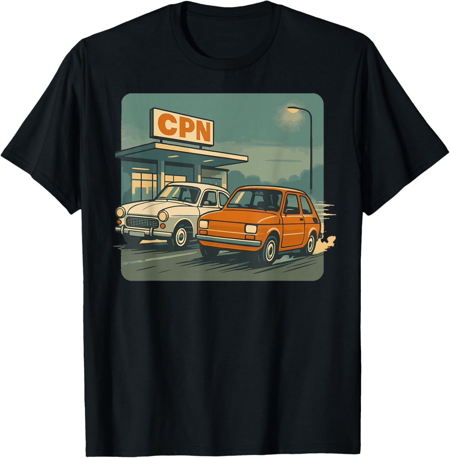 CPN Retro Cars PRL Poland Oldschool Vintage Ride T-Shirt - T-Shirt | Black