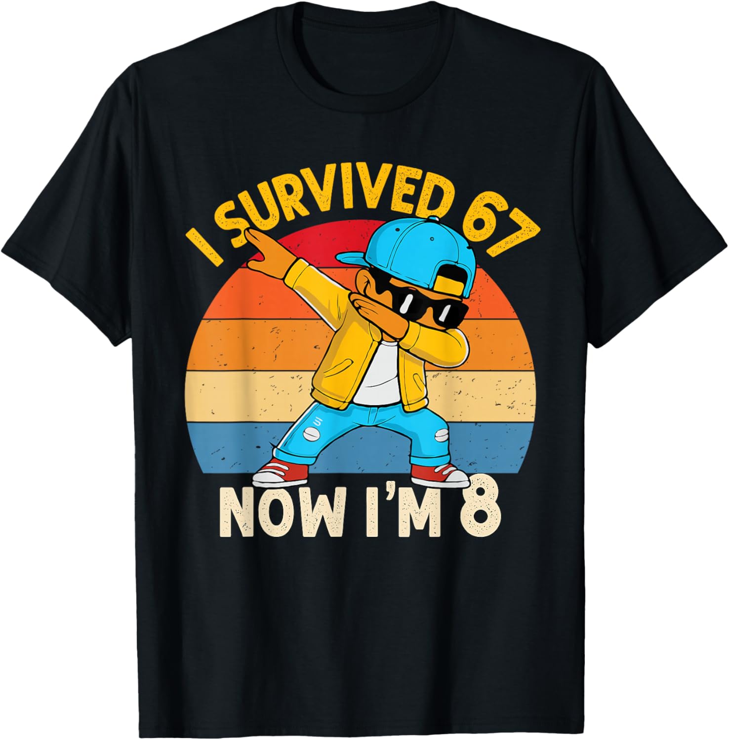 8th Birthday 67 Six Seven Dabbing Boy I'm 8 Year Old Bruh T-Shirt - T-Shirt | Black