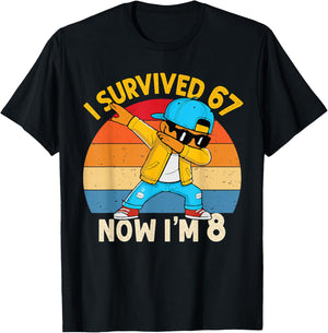 8th Birthday 67 Six Seven Dabbing Boy I'm 8 Year Old Bruh T-Shirt - T-Shirt | Black