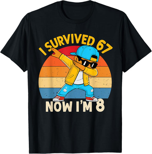 8th Birthday 67 Six Seven Dabbing Boy I'm 8 Year Old Bruh T-Shirt - T-Shirt | Black