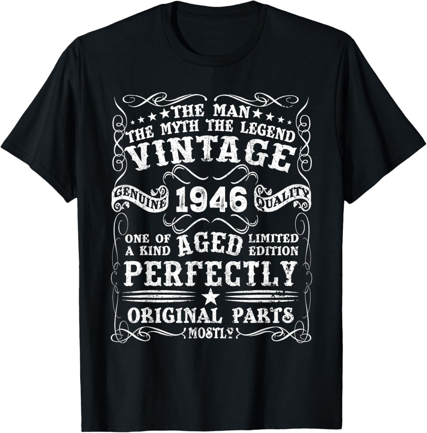 Vintage 1946 Man Myth Legend 80 Year Old Gifts 80th Birthday T-Shirt - T-Shirt | Black
