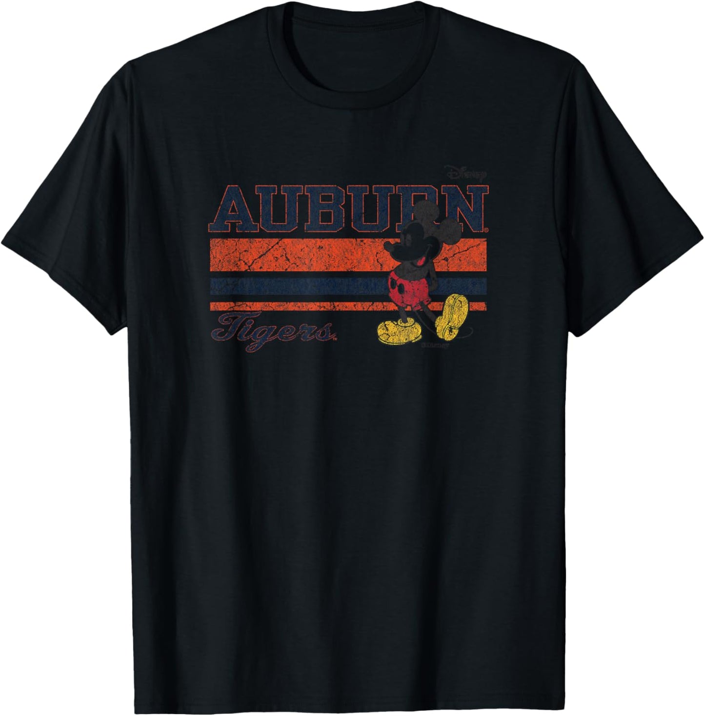 Auburn Tigers Mickey Mouse Vintage White Officially Licensed T-Shirt - T-Shirt | Black