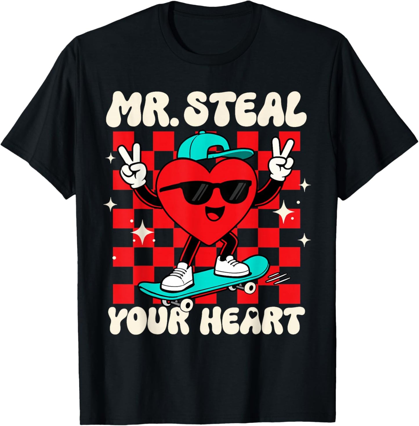Mr Steal Your Heart for Boys Toddlers Valentine's Day Kids T-Shirt - T-Shirt | Black