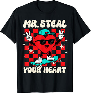 Mr Steal Your Heart for Boys Toddlers Valentine's Day Kids T-Shirt - T-Shirt | Black