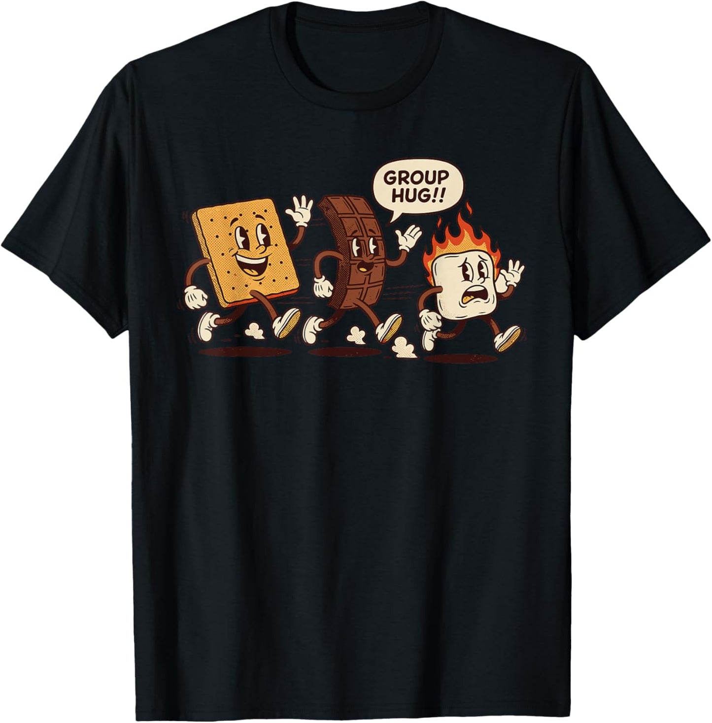 Group Hug Smores Costume, Marshmallow Campfire Roasting T-Shirt - T-Shirt | Black