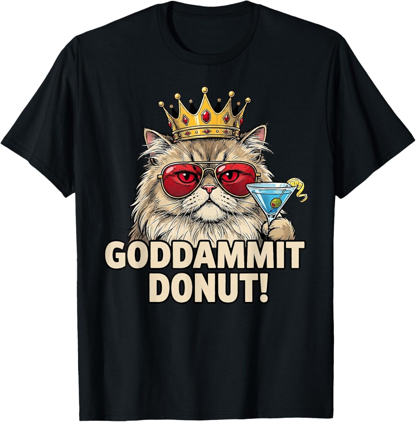 Donut Princess Cat Meme – Kawaii Funny Cartoon Style T-Shirt - T-Shirt | Black