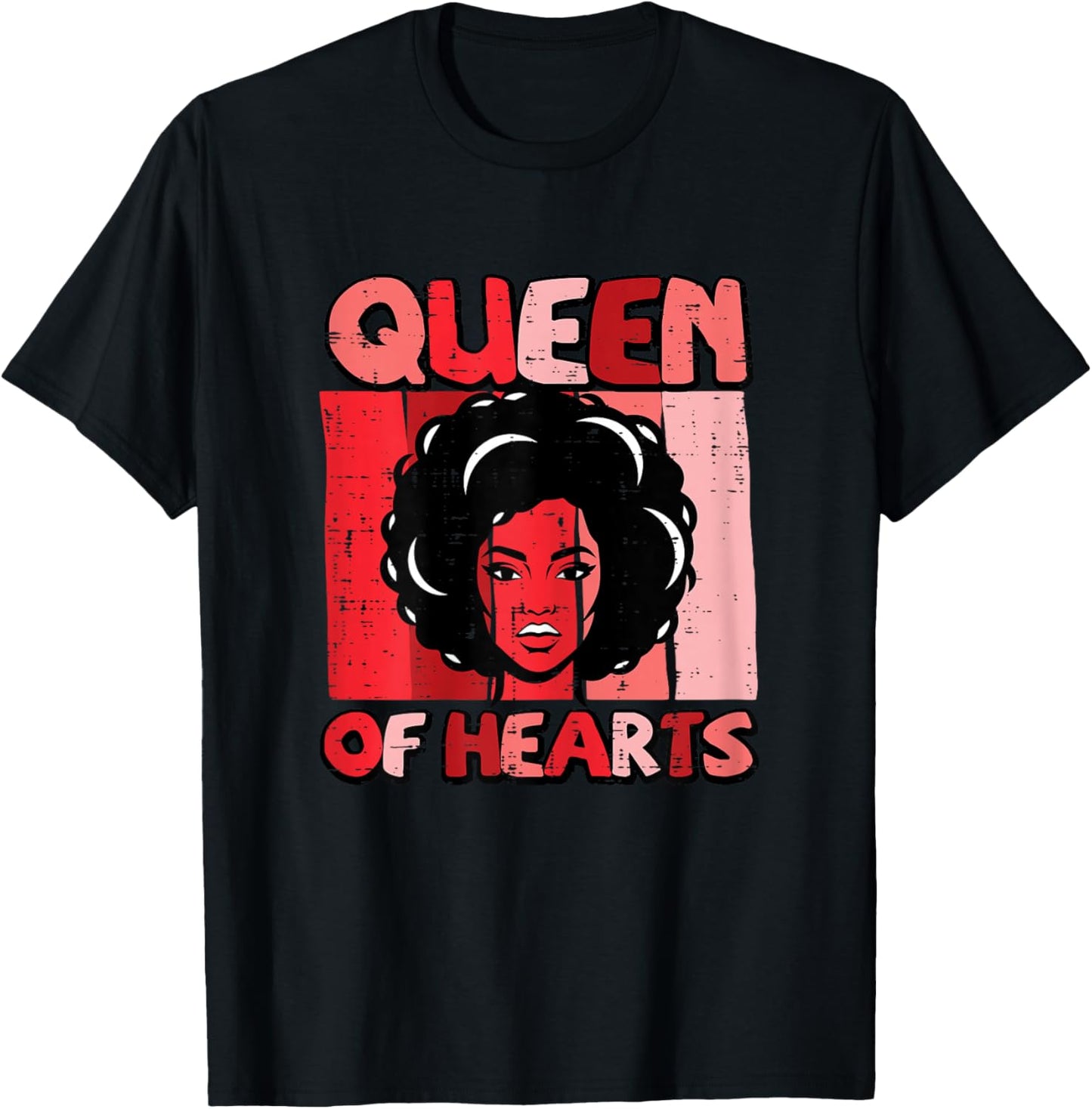 Valentines Day African Woman Queen of Hearts Retro Women T-Shirt - T-Shirt | Black