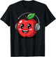 Cool Red Apple with Headphones Boys Girls T-Shirt - T-Shirt | Black