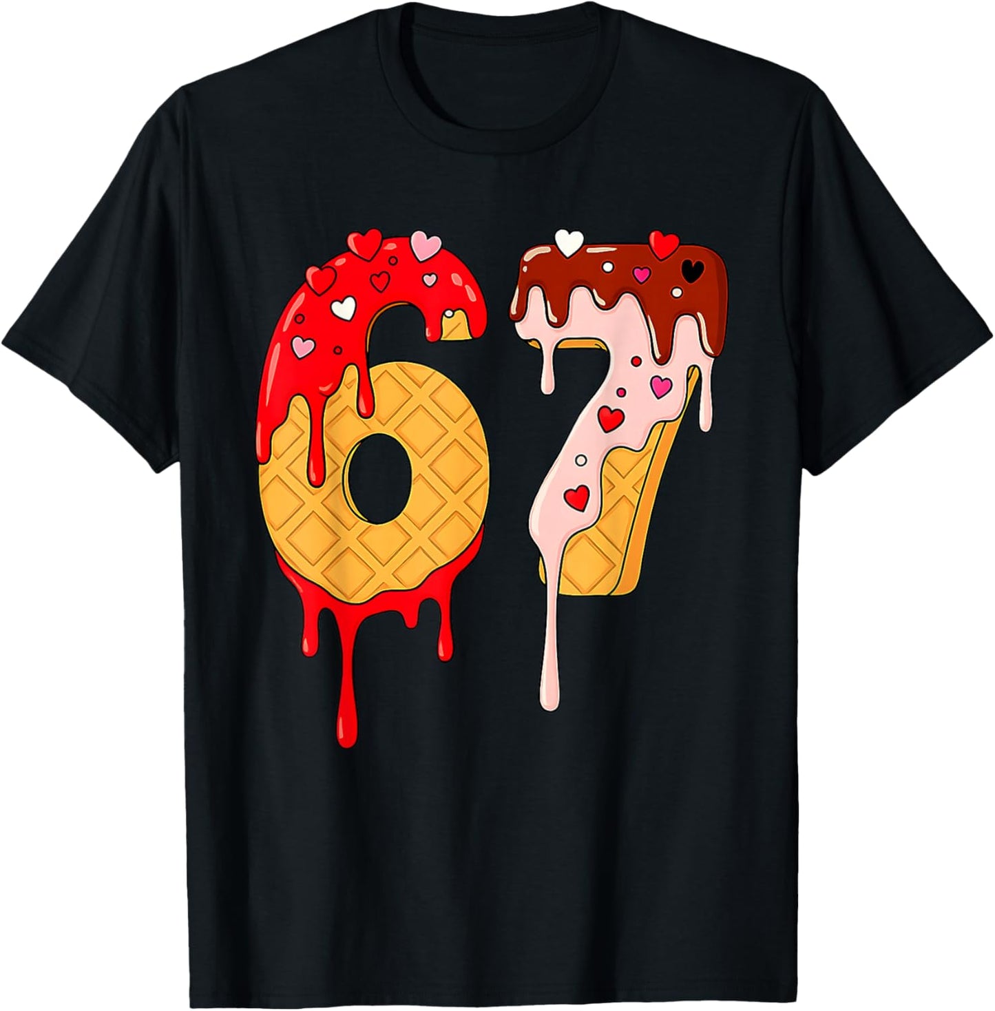 67 Ice Cream Drip Meme Funny Six Seven Valentine Days T-Shirt - T-Shirt | Black