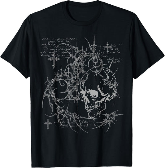 Y2K Grunge Goth Alt Skull Sigilism Vintage Graphic T-Shirt - T-Shirt | Black