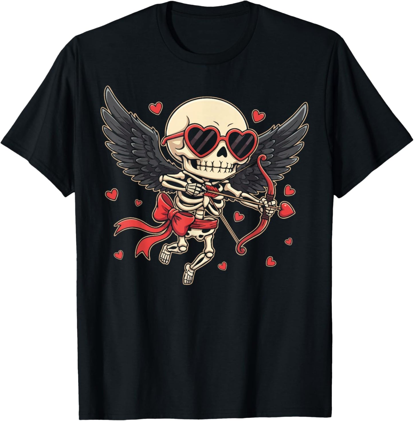 Skeleton Cupid Dark Valentine Romantic Kawaii Funny Gothic T-Shirt - T-Shirt | Black
