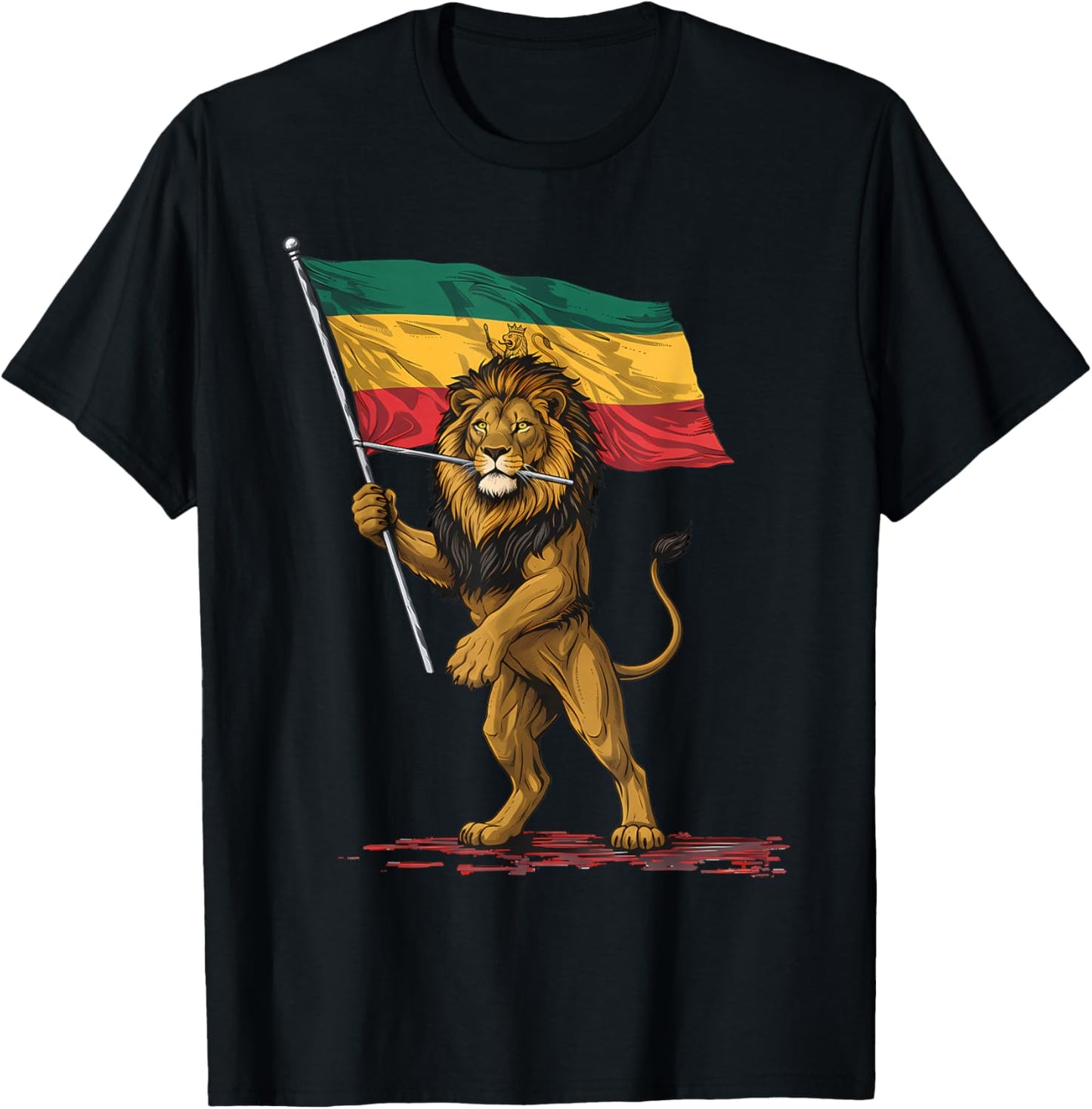Rasta Reggae Music Headphones Jamaican Lion of Judah T-Shirt - T-Shirt | Black
