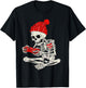 Funny Boys Valentines Skeleton Gamer Video Games Gaming T-Shirt - T-Shirt | Black