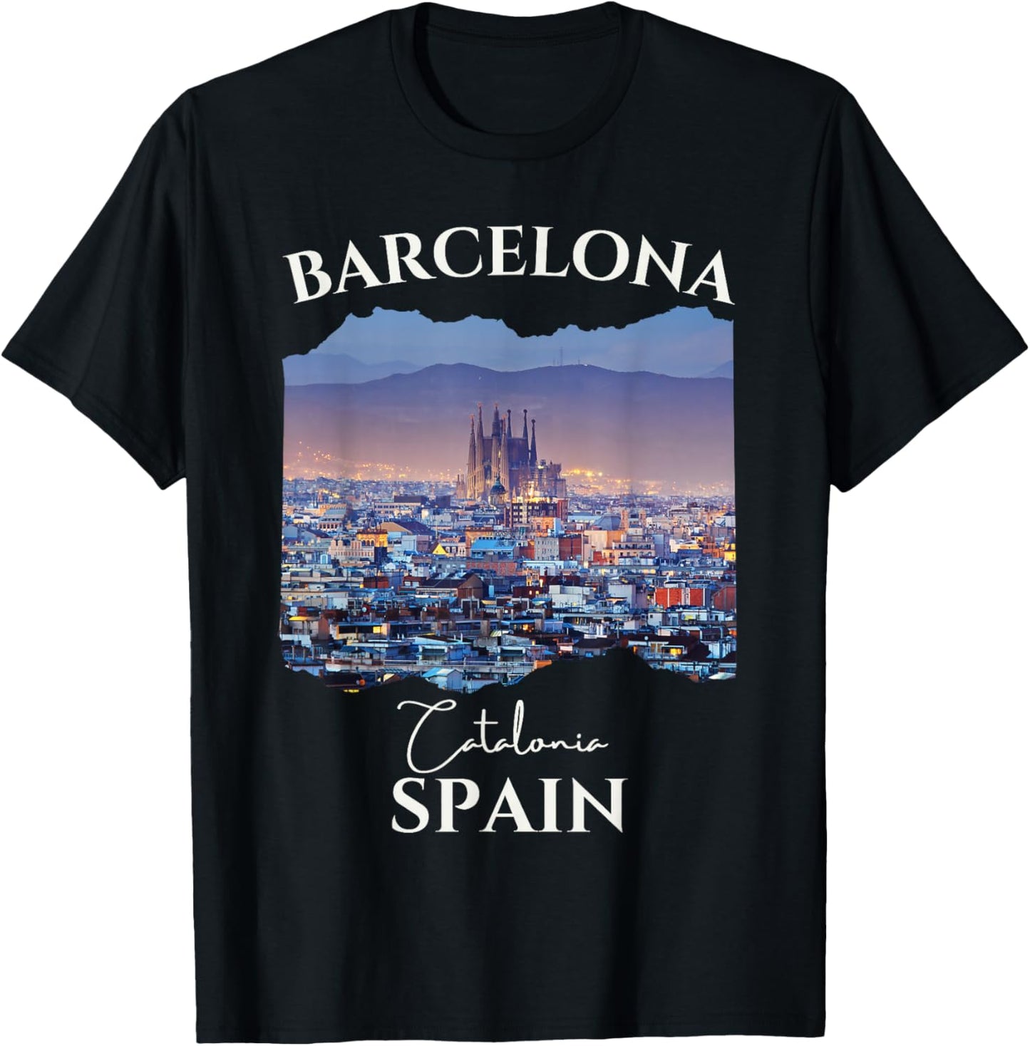 Barcelona Spain Souvenir City Skyline Family Women Men Kids T-Shirt - T-Shirt | Black