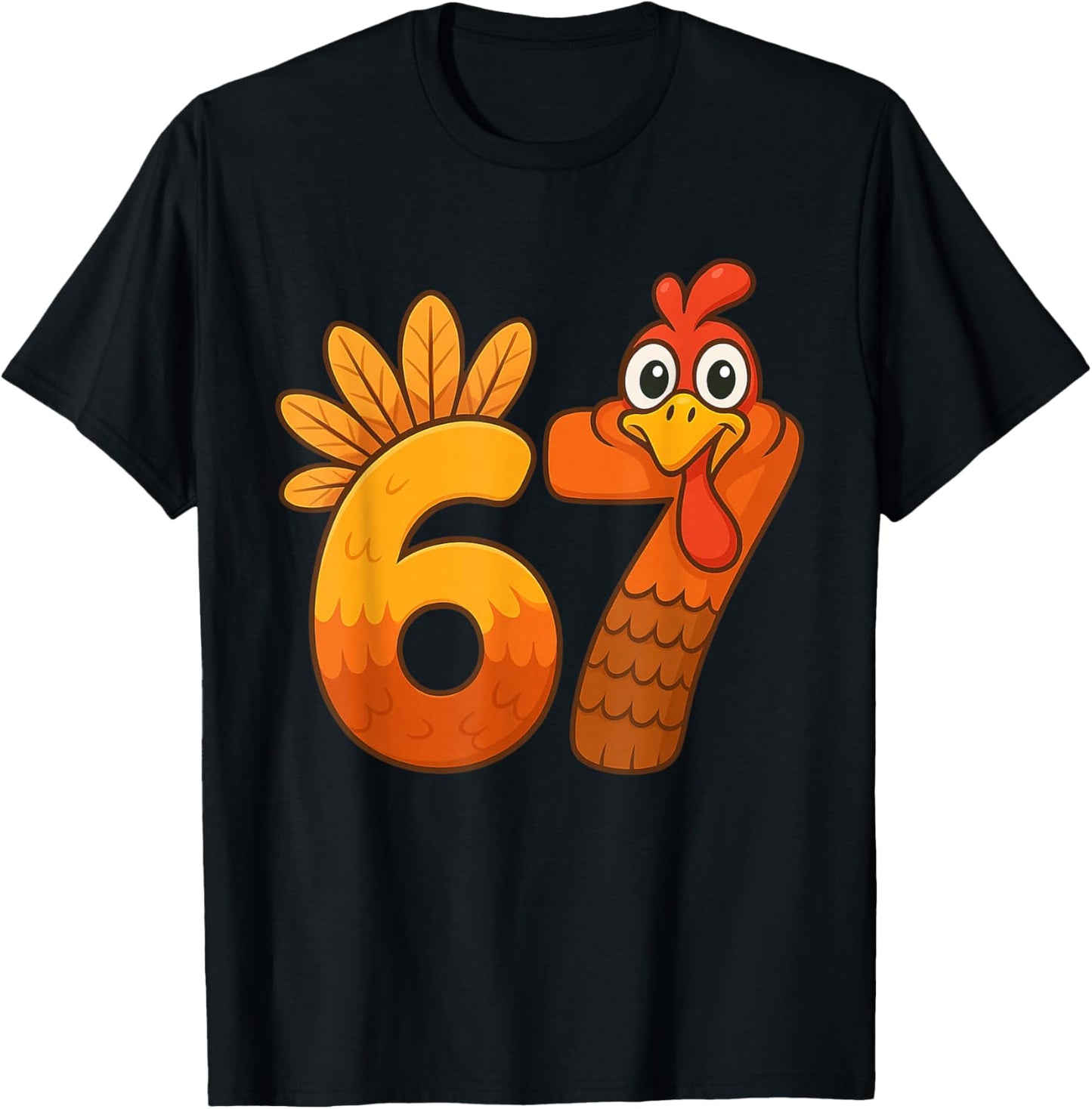 Funny Six Seven 6 7 Meme Thanksgiving Kids Boys Girls Turkey T-Shirt - T-Shirt | Black