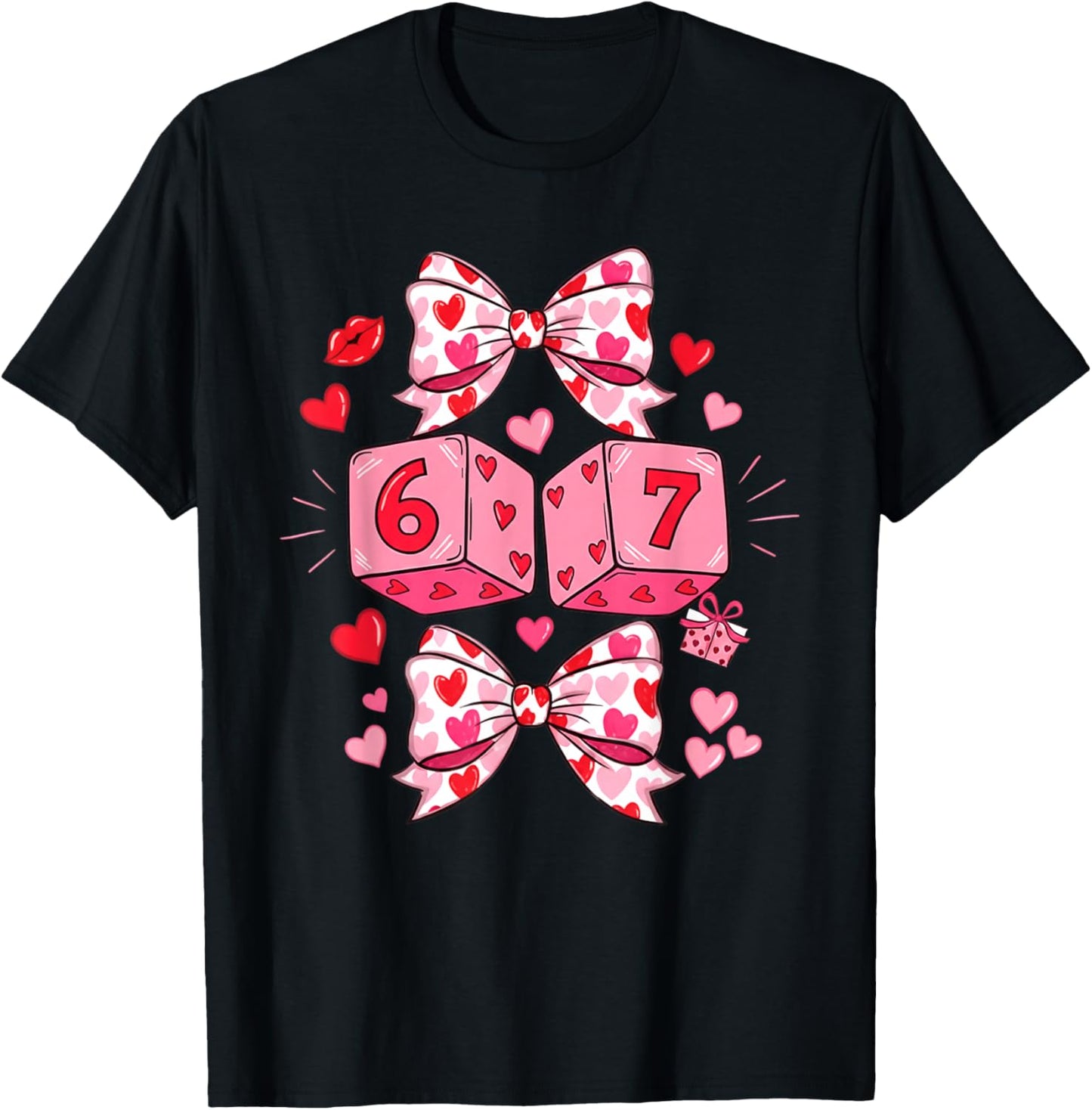 Preppy 67 Valentine Six Seven Dice 6 7 Men Women Kids T-Shirt - T-Shirt | Black