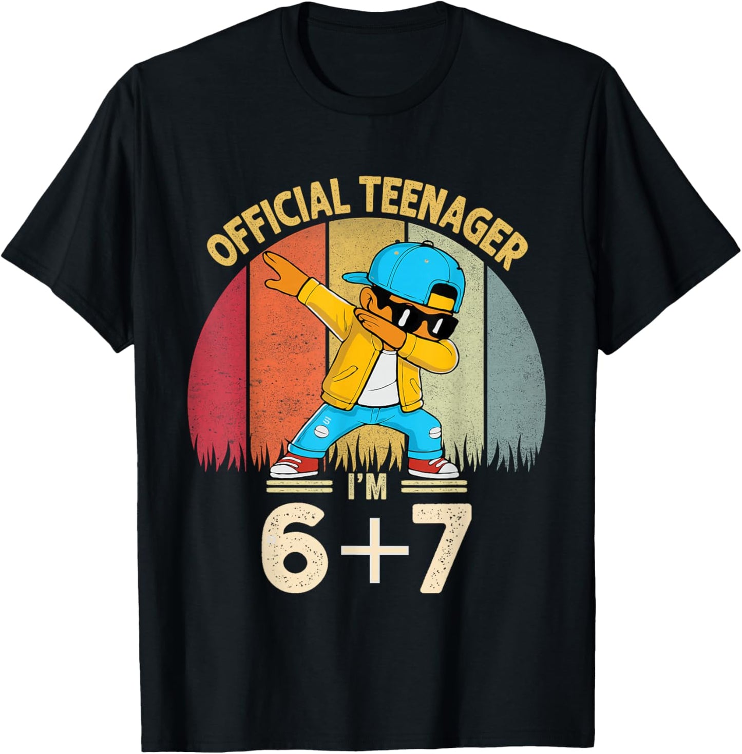 13th Birthday Boys Official Teenager Six Seven Dabbing Retro T-Shirt - T-Shirt | Black