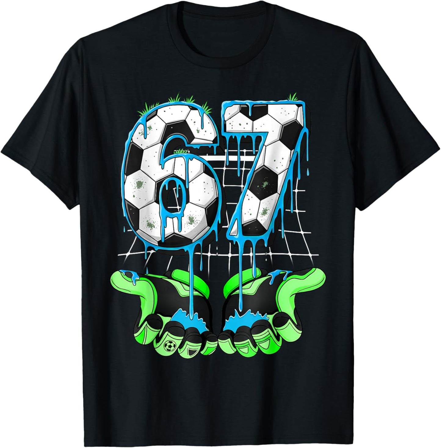 67 Soccer Funny Six Seven Gen Alpha Meme Drip 6/7 Meme T-Shirt - T-Shirt | Black