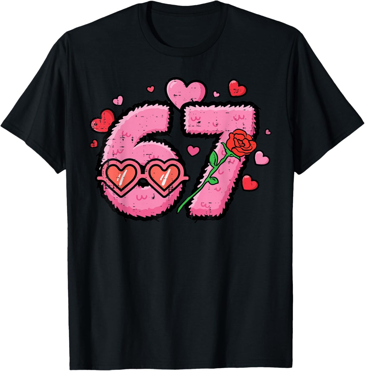 Valentines Day 6 7 Hearts 67 Six Seven Meme Boys Kids Youth T-Shirt - T-Shirt | Black