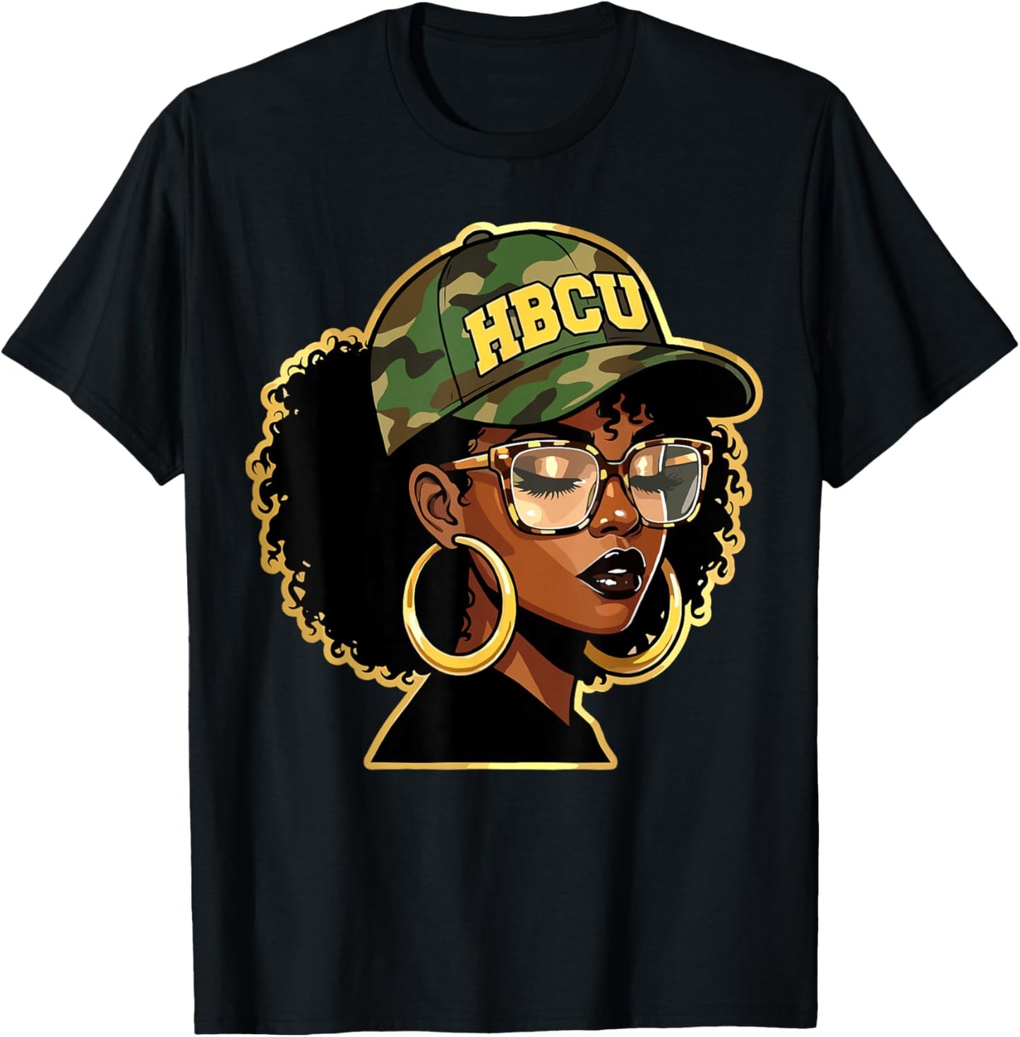 HBCU Pride Afro Girl Camo Black History Month T-Shirt - T-Shirt | Black
