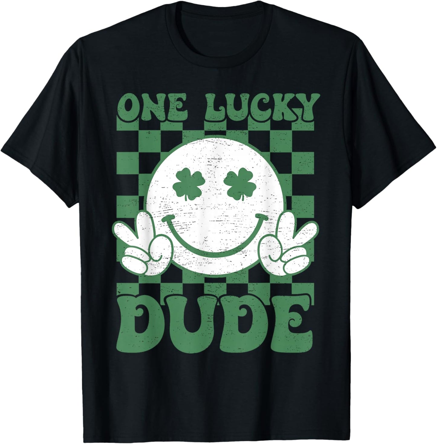 One Lucky Dude Groovy St Patrick Day Toddler Boys Kids T-Shirt - T-Shirt | Black