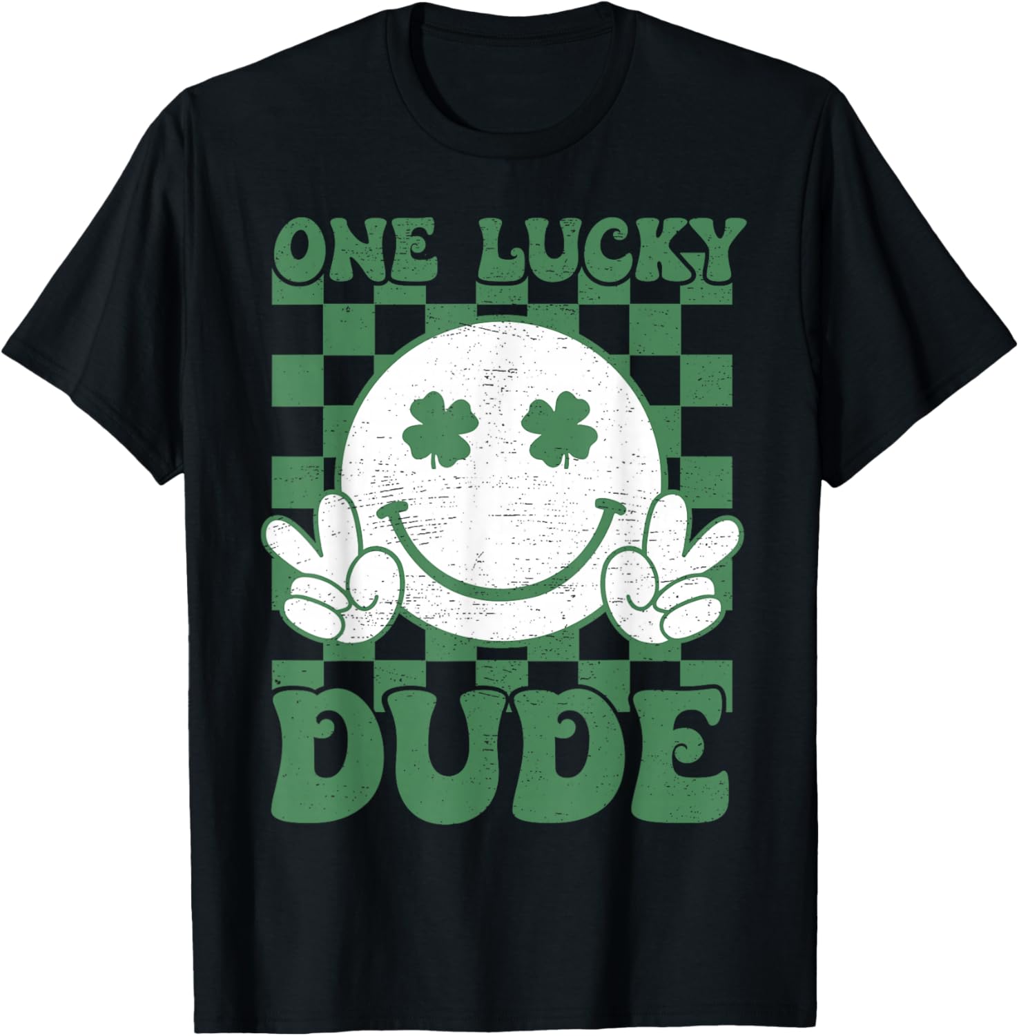One Lucky Dude Groovy St Patrick Day Toddler Boys Kids T-Shirt - T-Shirt | Black