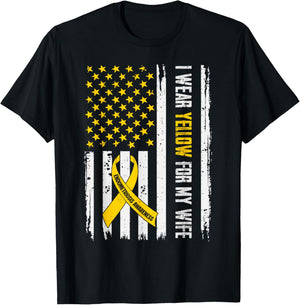 for Wife Endometriosis Awareness Flag Endo Support Husband T-Shirt - T-Shirt | Black