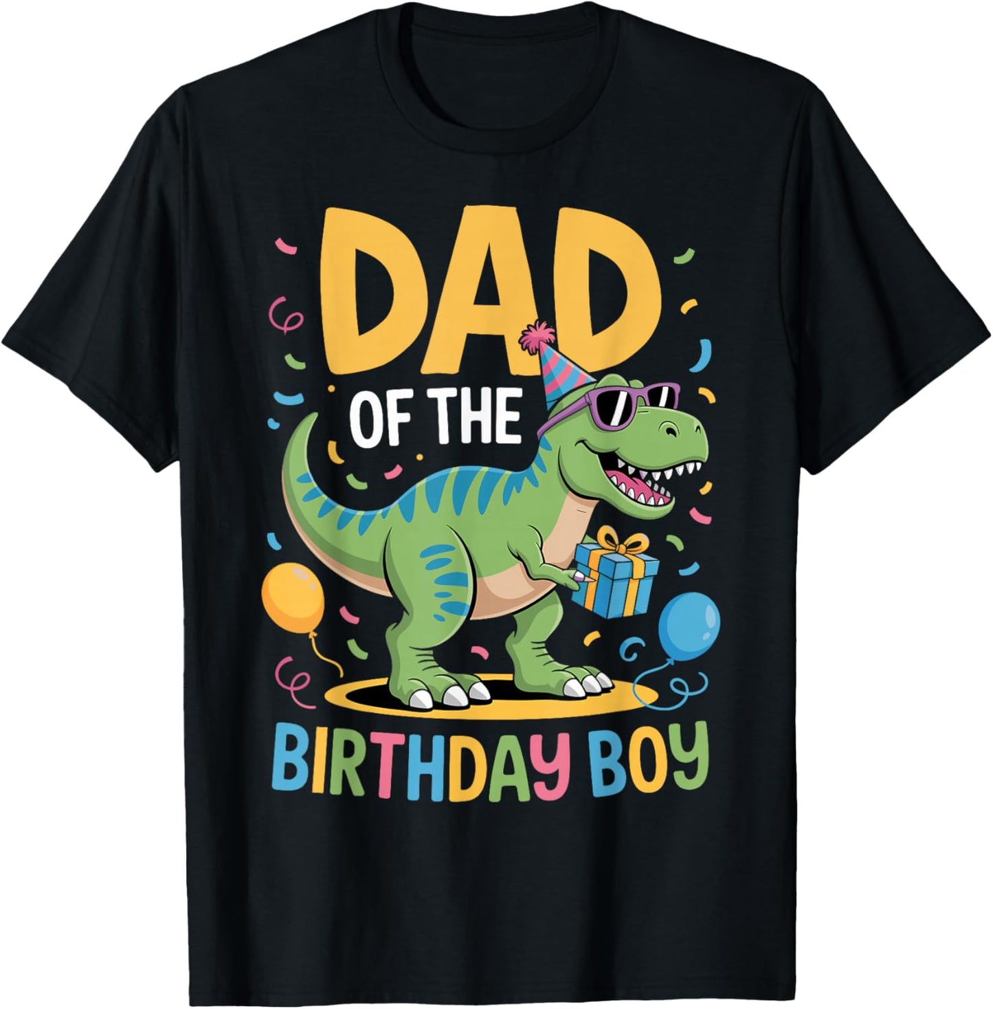 Dad of The Birthday Party Outfit Dinosaur Squad Daddy T-Shirt - T-Shirt | Black
