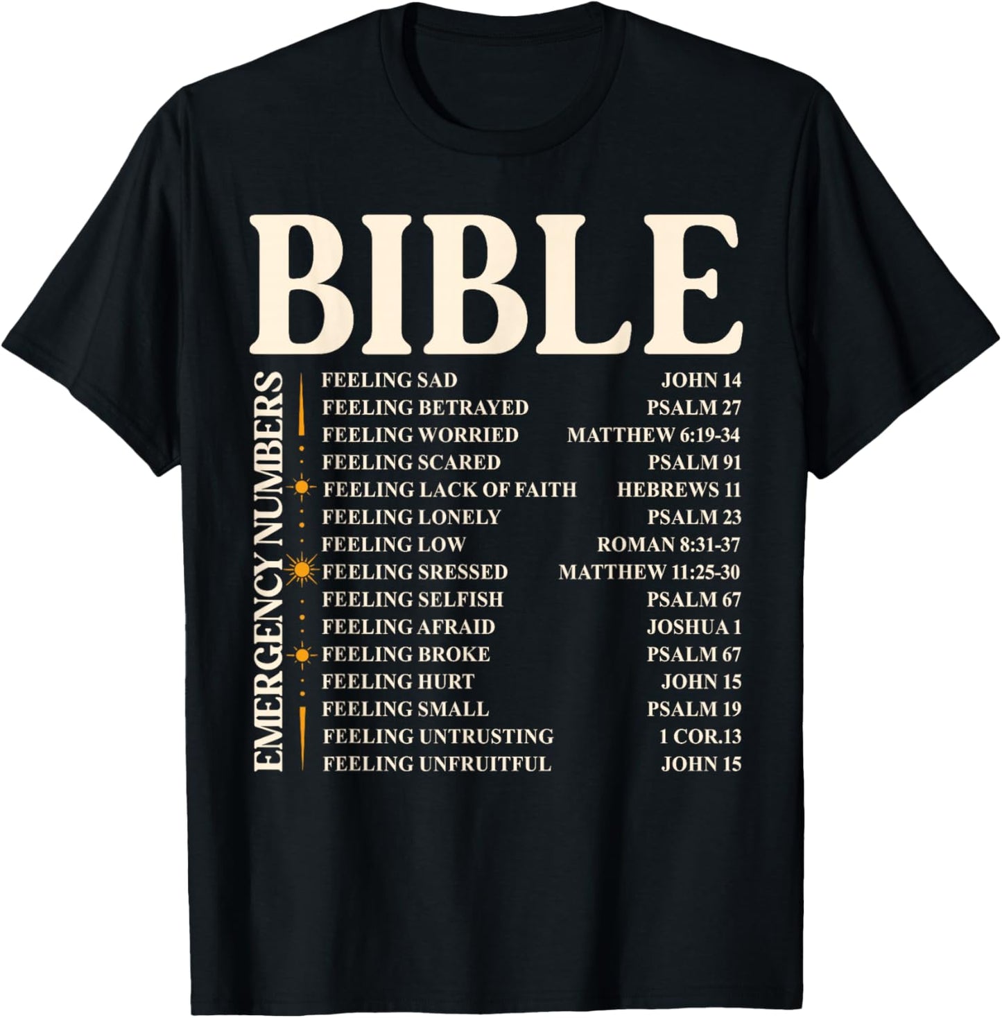 Bible Emergency Numbers - Funny Christian Bible & Jesus T-Shirt - T-Shirt | Black