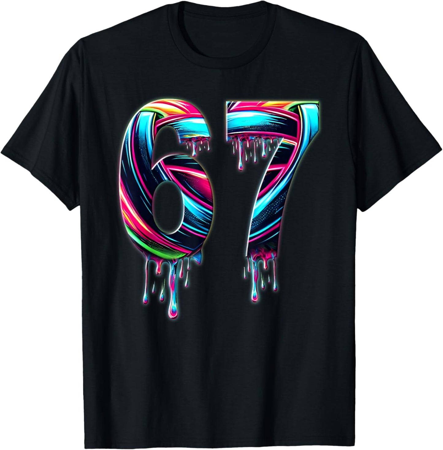 67 Six Seven 6 7 Meme Design Funny 6 7 T-Shirt - T-Shirt | Black