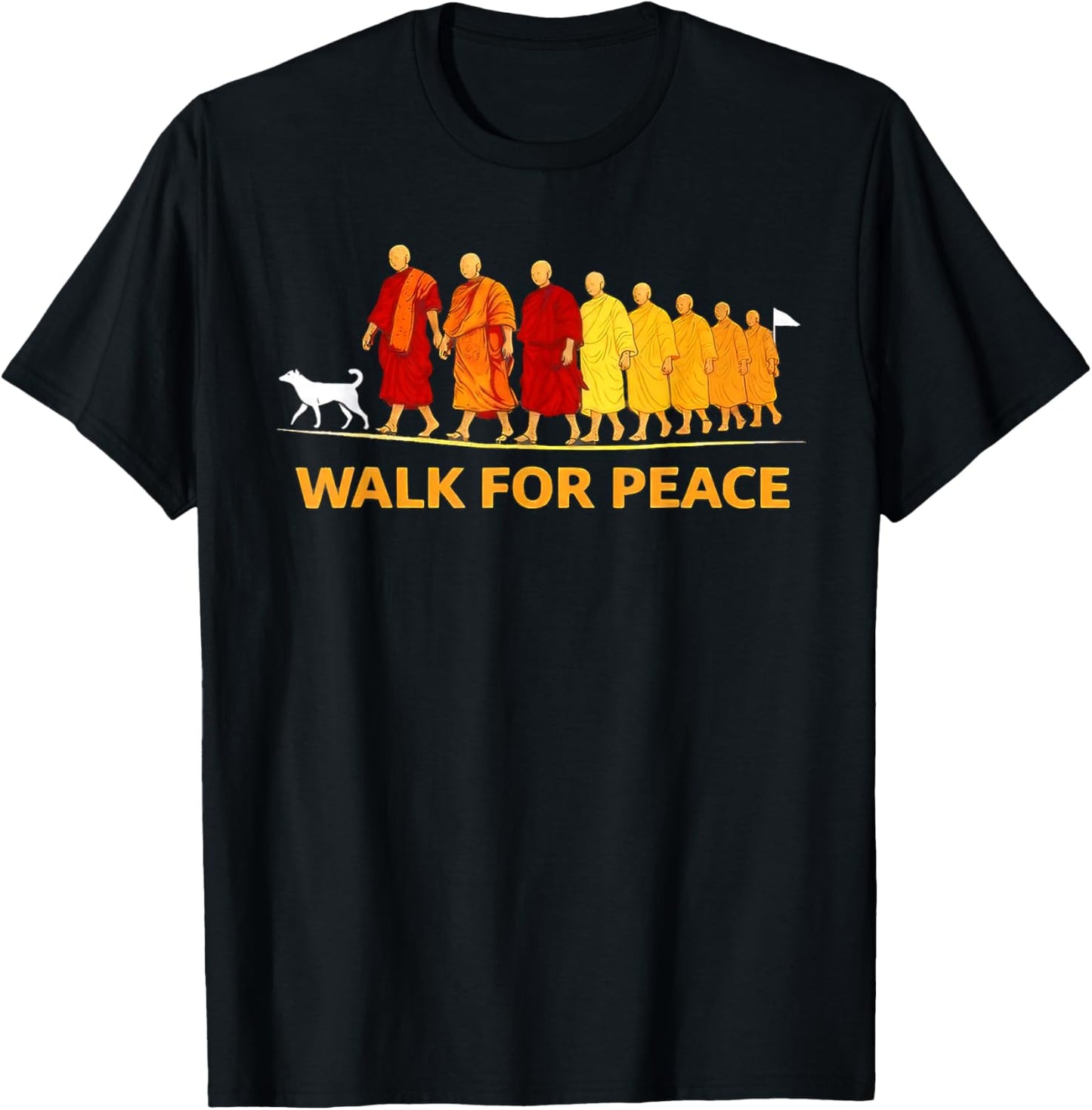 Walk for Peace Buddhist Monks Inspirational Journey T-Shirt - T-Shirt | Black