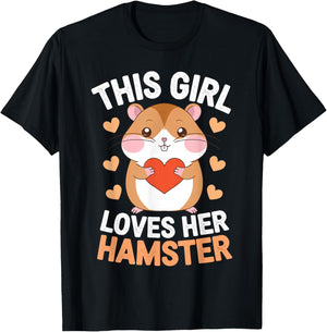 Hamster Art for Girls Women Hamster Lover Animal Hamster T-Shirt - T-Shirt | Black