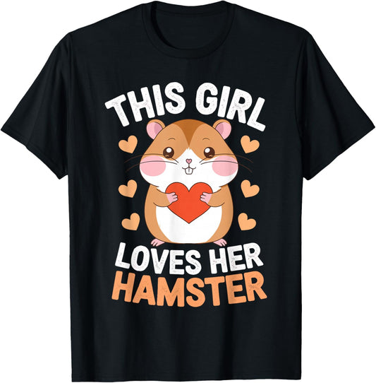 Hamster Art for Girls Women Hamster Lover Animal Hamster T-Shirt - T-Shirt | Black
