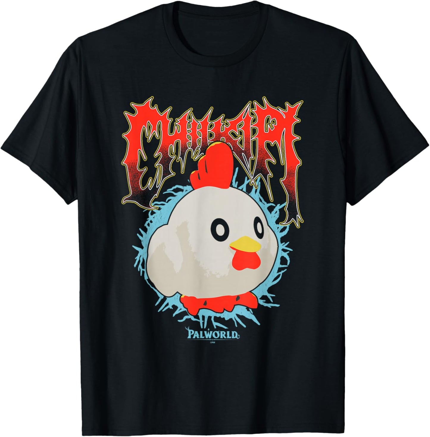 Palworld Chikipi Heavy Metal Character Portrait Video Game T-Shirt - T-Shirt | Black