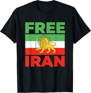 Free Iran Lion Flag Protest Solidarity Human Rights Activist T-Shirt - T-Shirt | Black