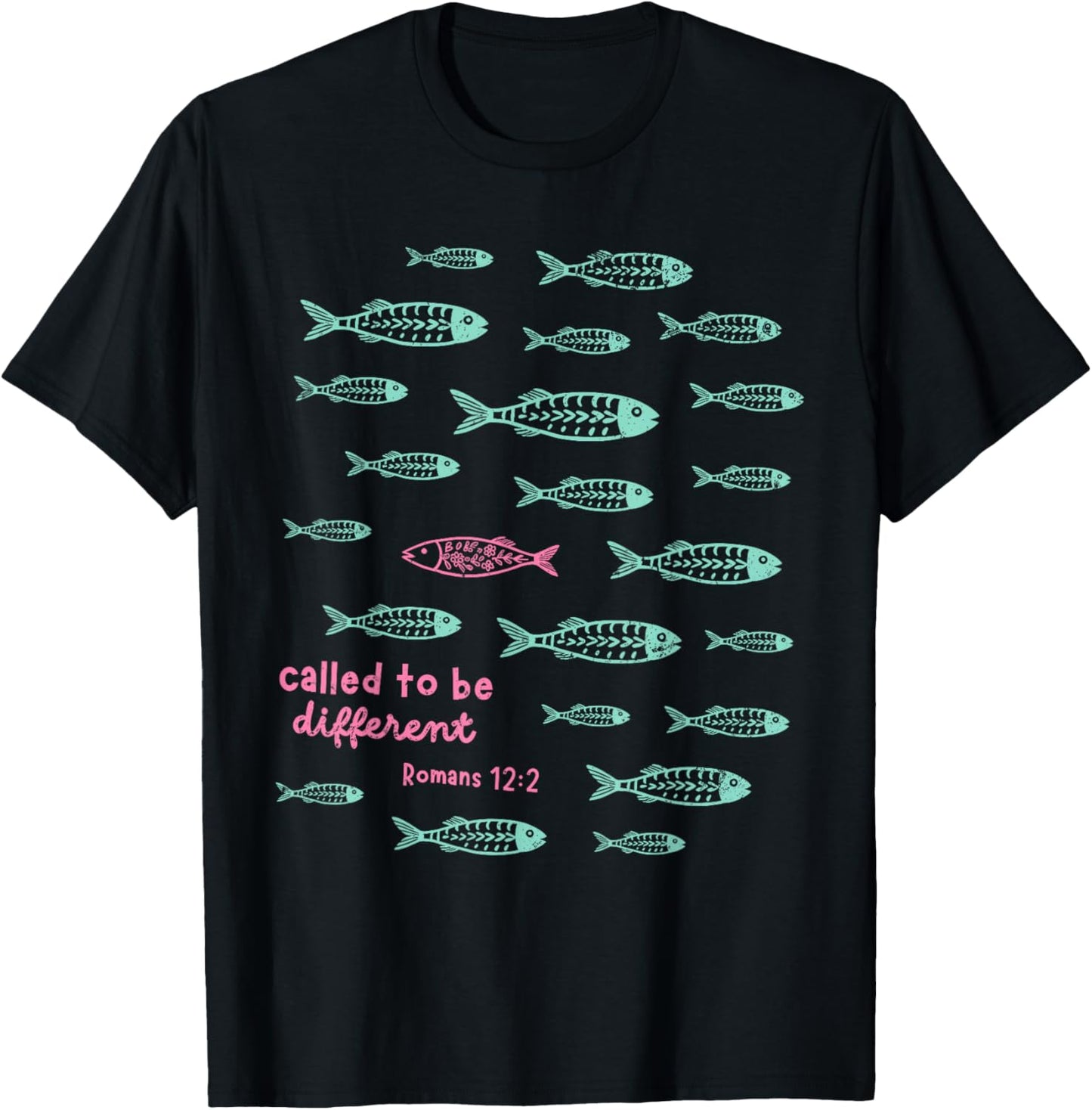 Called to Be Different Romans 12:2 Christian Fish T-Shirt - T-Shirt | Black