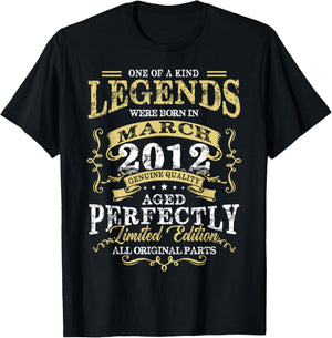 14th Birthday Gift Legend Born in March 2012 14 Yrs Old T-Shirt - T-Shirt | Black