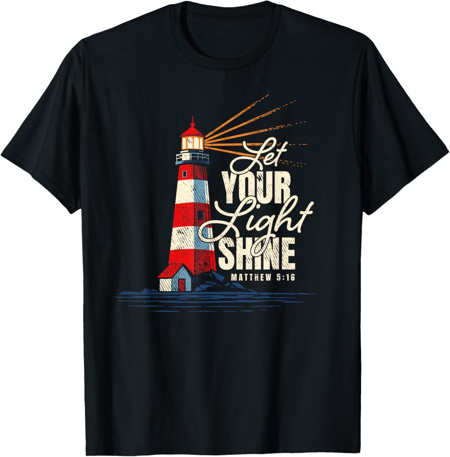 Let Your Light Shine Matthew 5:16 Faith Distressed T-Shirt - T-Shirt | Black