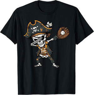 Dabbing Pirate Skeleton Baseball Dab Costume Boys Kids Men T-Shirt - T-Shirt | Black