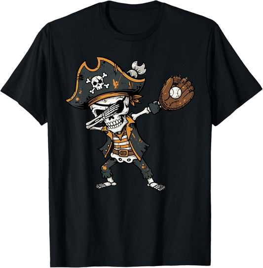 Dabbing Pirate Skeleton Baseball Dab Costume Boys Kids Men T-Shirt - T-Shirt | Black