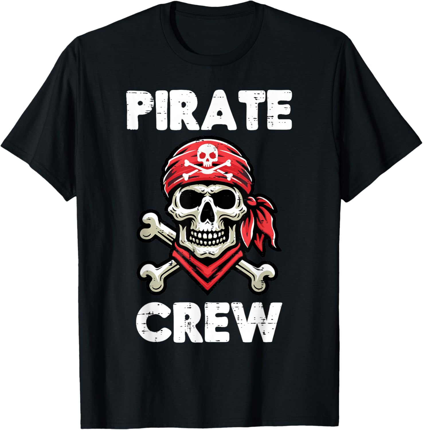 Pirate Crew Skull Crossbones Funny Matching Men Women Kids T-Shirt - T-Shirt | Black