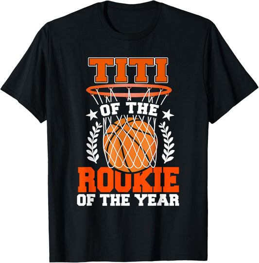 Titi of Rookie 1st Basketball Bday Theme Matching T-Shirt - T-Shirt | Black