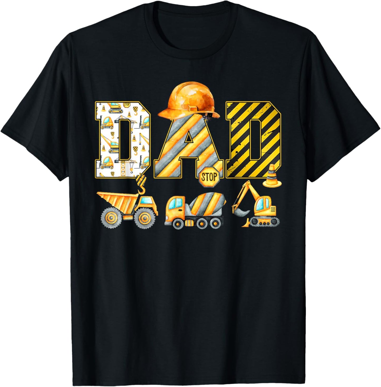 Funny Dad Construction Excavator Kids Matching Family Party T-Shirt - T-Shirt | Black