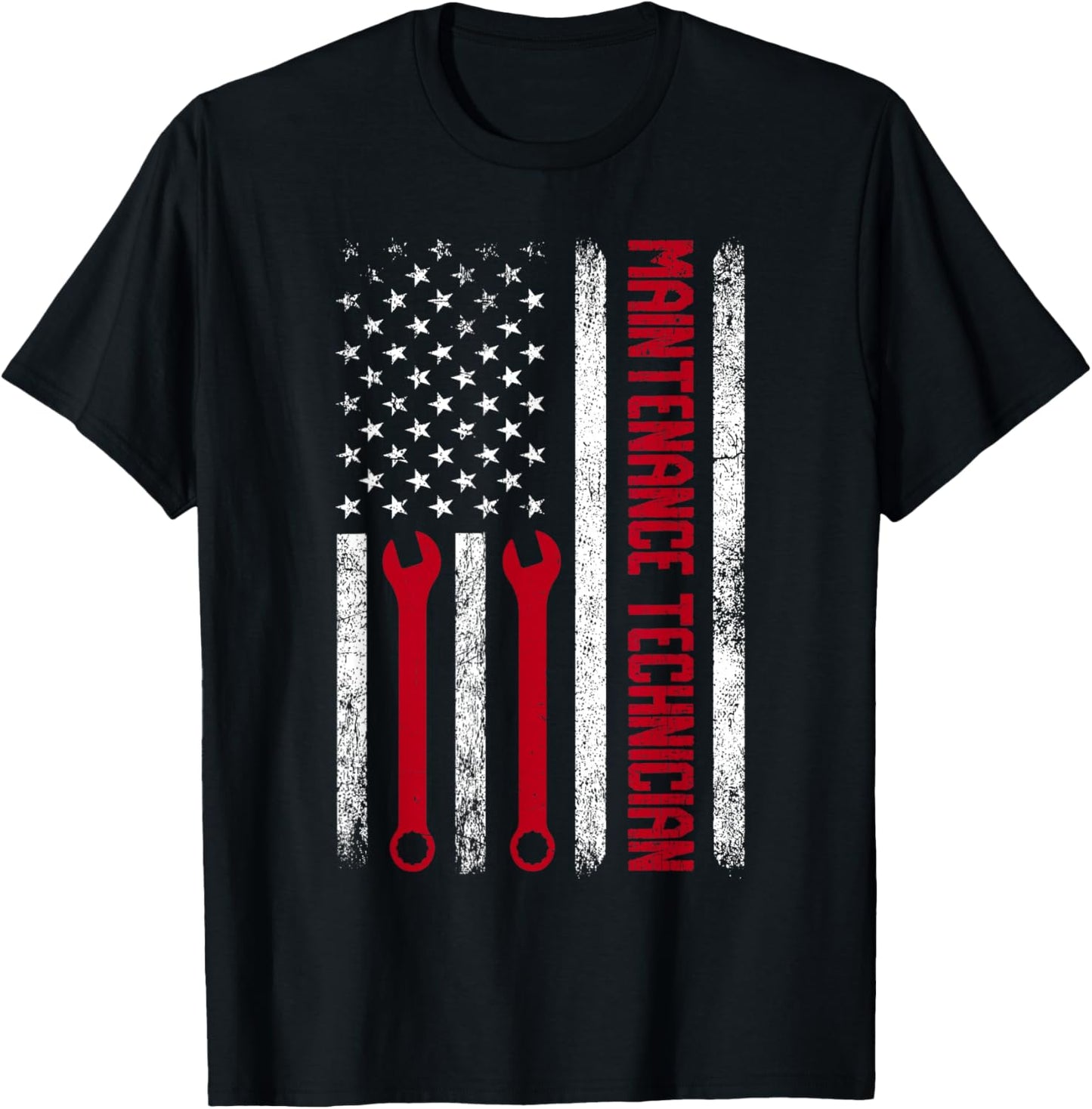 Funny Maintenance Technician American Flag Repairman Worker T-Shirt - T-Shirt | Black