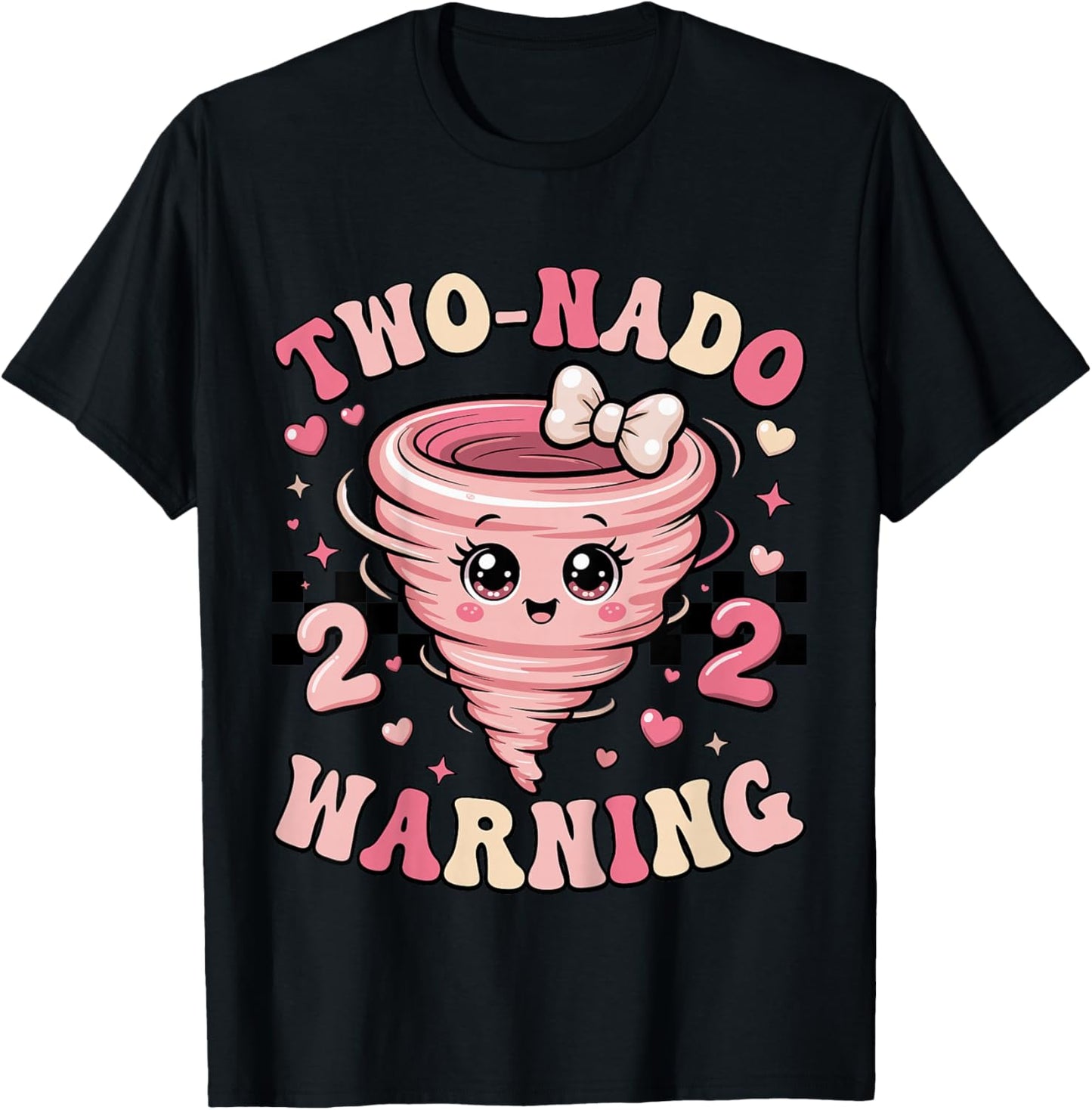 Two Nado Warning Coquette Bow 2nd Birthday 2 Year Old Girls T-Shirt - T-Shirt | Black