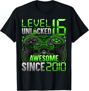 Level 16 Unlocked 16 Year Old Gifts Boys 16th Birthday Boy T-Shirt - T-Shirt | Black