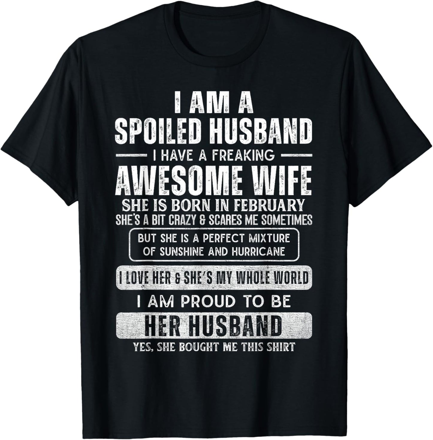 Spoiled Husband Married to a Freaking Awesome February Wife T-Shirt - T-Shirt | Black