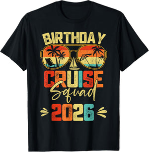 Birthday Cruise Squad 2026 Family Birthday Cruise Vacation T-Shirt - T-Shirt | Black